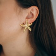 Pendientes Estrella de Mar 37x35 mm - Acero inoxidable 304L Dorado x2
