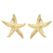 Pendientes Estrella de Mar 37x35 mm - Acero inoxidable 304L Dorado x2