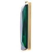 Colgantes rectangulares 35x13 mm con cabujón de vidrio - Acero inoxidable 304L Dorado - Verde x2