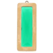 Colgantes rectangulares 35x13 mm con cabujón de vidrio - Acero inoxidable 304L Dorado - Verde x2
