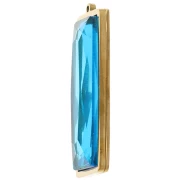 Colgantes rectangulares 35x13 mm con cabujón de vidrio - Acero inoxidable 304L Dorado - Azul x2