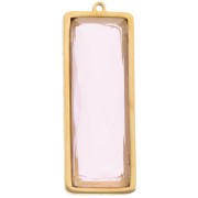 Colgantes rectangulares 35x13 mm con cabujón de vidrio - Acero inoxidable 304L Dorado - Rosa x2