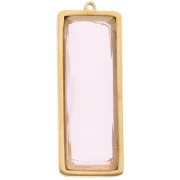 Colgantes rectangulares 35x13 mm con cabujón de vidrio - Acero inoxidable 304L Dorado - Rosa x2