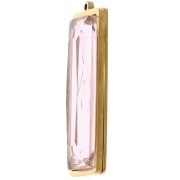 Colgantes rectangulares 35x13 mm con cabujón de vidrio - Acero inoxidable 304L Dorado - Rosa x2