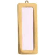 Colgantes rectangulares 35x13 mm con cabujón de vidrio - Acero inoxidable 304L Dorado - Rosa x2