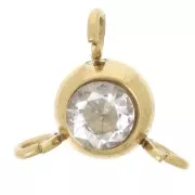 Entrepieza de 3 anillos 6 mm óxido de circonio Acero inoxidable 304L Dorado Cristal x1