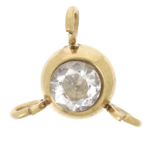 Entrepieza de 3 anillos 6 mm óxido de circonio Acero inoxidable 304L Dorado Cristal x1