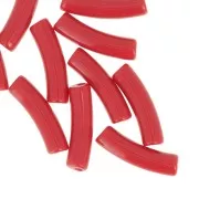 Perlas tubulares curvadas de 19x5 mm en acrílico opaco - Rojo x10