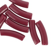 Perlas de tubo curvado 19x5 mm en acrílico opaco - Lie de vin x10