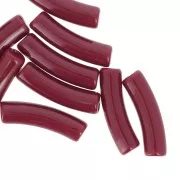 Perlas de tubo curvado 19x5 mm en acrílico opaco - Lie de vin x10