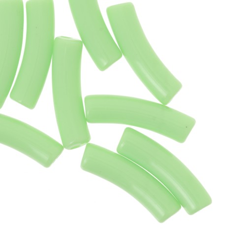 Perlas tubulares curvadas de 19x5 mm en acrílico opaco - Verde claro x10
