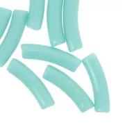 Cuentas de tubo curvado 19x5 mm en acrílico opaco - Turquesa x10