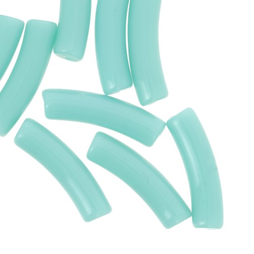 Cuentas de tubo curvado 19x5 mm en acrílico opaco - Turquesa x10