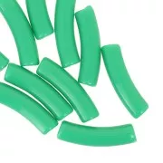 Perlas acrílicas opacas 19x5 mm tubo curvado - Verde x10