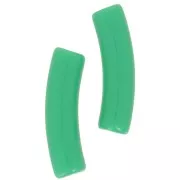 Perlas acrílicas opacas 19x5 mm tubo curvado - Verde x10