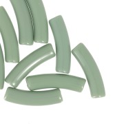 Perlas de tubo curvado de 19x5 mm en acrílico opaco - Caqui x10