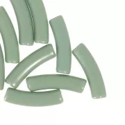 Perlas de tubo curvado de 19x5 mm en acrílico opaco - Caqui x10