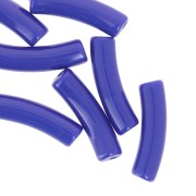 Perlas de tubo curvadas de 19x5 mm en acrílico opaco - Azul real x10