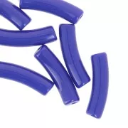 Perlas de tubo curvadas de 19x5 mm en acrílico opaco - Azul real x10