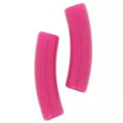 Cuentas tubulares curvadas de acrílico opaco 19x5 mm - Frambuesa x10