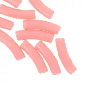 Cuentas acrílicas opacas 19x5 mm tubo curvo - Rosa té x10
