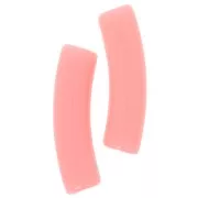 Cuentas acrílicas opacas 19x5 mm tubo curvo - Rosa té x10