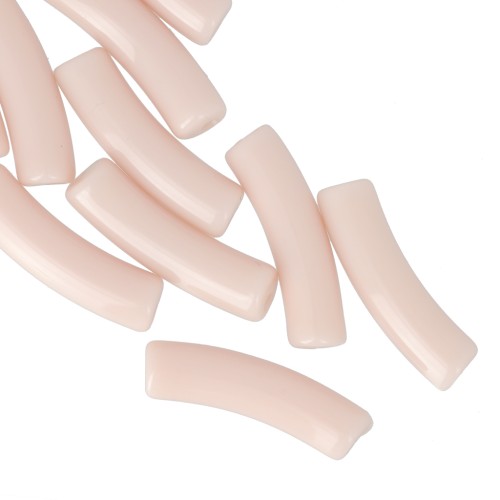 Perlas tubo curvadas 19x5 mm en acrílico opaco - Nude x10