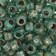 Cuentas de Rocalla Matubo 7/0 - 3,5 mm, color aguamarina Picasso, x10 g