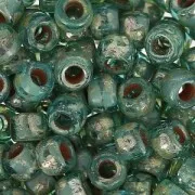 Cuentas de Rocalla Matubo 7/0 - 3,5 mm, color aguamarina Picasso, x10 g