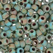 Cuentas de Rocalla Matubo 7/0 - 3,5 mm azul turquesa Picasso x 10 g