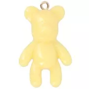 Colgante Oso 38x23 mm en resina opaca - Amarillo x1