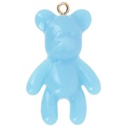 Colgante oso 38x23 mm en resina opaca - Azul claro x1