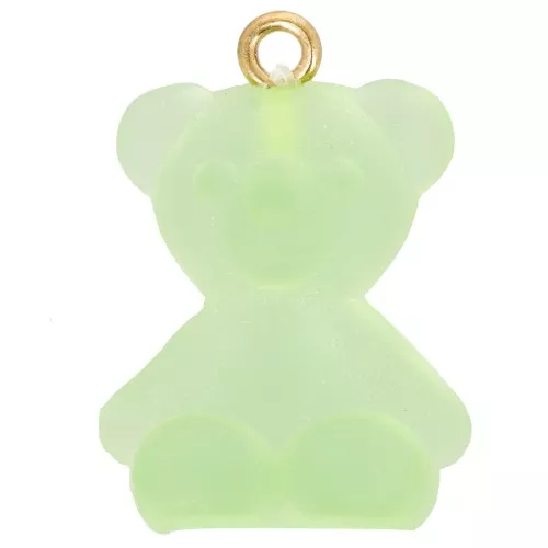 Dije acrílico transparente de osito de peluche de 25x18 mm - Verde x1