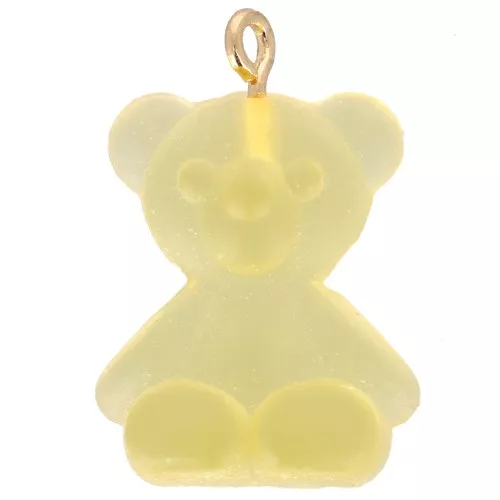 Dije de osito de acrílico transparente de 25x18 mm - Amarillo x1