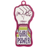 Colgante puño cerrado plexiglás 48,5x22 mm - Girl Power - Ciruela - Blanco x1|raw }}