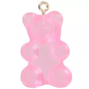 Dije de osito de acrílico transparente 31x19 mm - Rosa x1