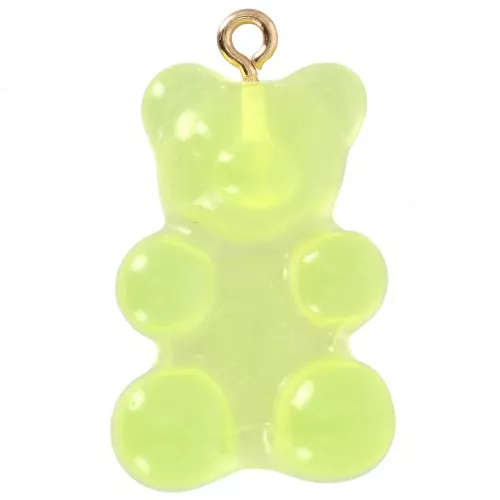 Dije de osito de acrílico transparente 31x19 mm - Amarillo x1