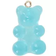 Dije de osito de acrílico transparente 31x19 mm - Azul x1