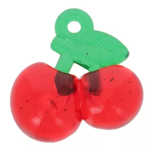 Dije de cereza acrílico de 19 mm - Rojo - Verde x1