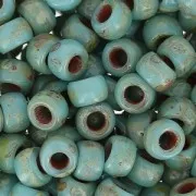 Cuentas de Rocalla Matubo 7/0 - 3,5 mm Verde Turquesa Plata Picasso x 10 g