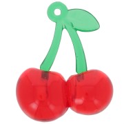 Colgante cereza 32x26 mm, acrílico - Rojo - Verde x1|raw }}