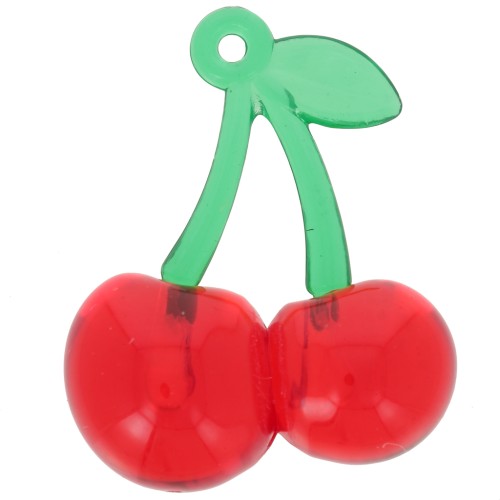 Colgante cereza 32x26 mm, acrílico - Rojo - Verde x1