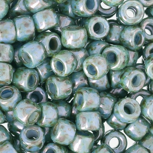 Cuentas de Rocalla Matubo 7/0 - 3,5 mm verde/azul veteado x 10 g