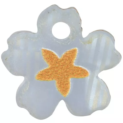 Dije flor estrella plexiglás 12 mm - Azul - Mostaza x1