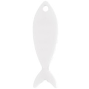 Colgante plexiglás pez rayado 32x10 mm - Blanco - Azul x1