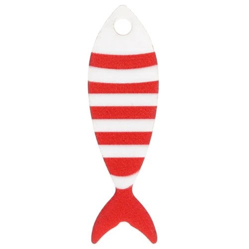 Colgante Plexiglas Pez Rayado 32x10 mm - Blanco - Rojo x1