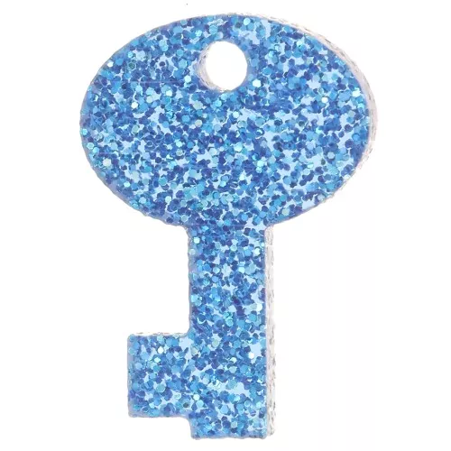 Dije de llave de plexiglás de 15x10 mm - Purpurina azul x1