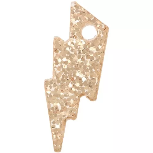 Dije relámpago de plexiglás 17x6 mm - Purpurina Dorado x1
