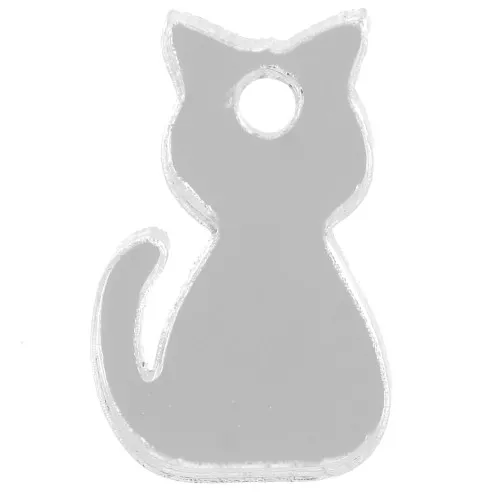 Dije gato plexiglás 15x9 mm - efecto espejo - Plateado x1