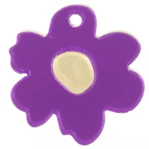 Dije de flor bicolor de plexiglás de 18,5 mm - Efecto espejo - Violeta - Dorado x1